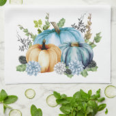 ブルーウォーターカラーパンプキン秋秋 キッチンタオル (折り畳み)