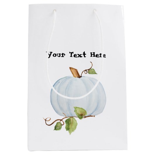 ブルーウォーターカラーパンプキン，カスタム抱き枕 ミディアムペーパーバッグ (正面)