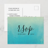 ブルーウォーターカラービーチ結婚式RSVP インビテーションポストカード (正面/裏面)