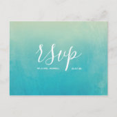 ブルーウォーターカラービーチ結婚式RSVP インビテーションポストカード (正面)