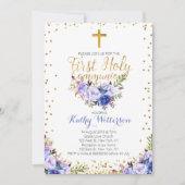 ブルーウォーターカラーファーストホーリーコミュニオン招待状 招待状 (正面)