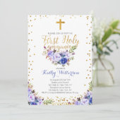 ブルーウォーターカラーファーストホーリーコミュニオン招待状 招待状 (スタンド正面)