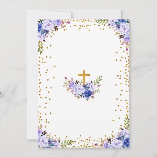 ブルーウォーターカラーファーストホーリーコミュニオン招待状 招待状 (裏面)