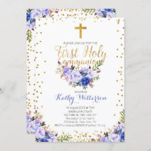 ブルーウォーターカラーファーストホーリーコミュニオン招待状