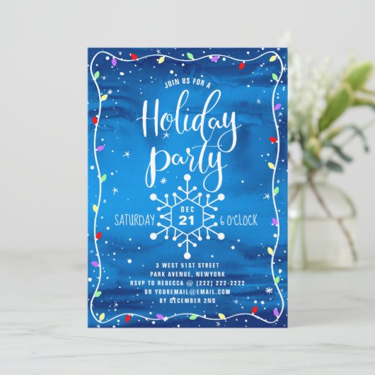 ブルーウォーターカラーフェスティバルホリデーパーティクリスマス 招待状 (スタンド正面)