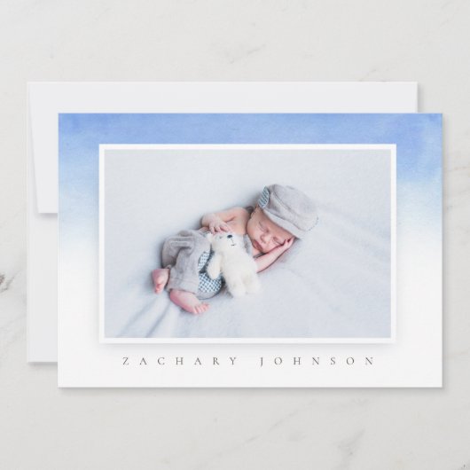 ブルーウォーターカラーフォトバプティスマパーティの招待状 招待状 (正面)