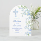 ブルーウォーターカラーフラワーアーチバプテスマ 招待状 (スタンド正面)