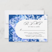 ブルーウォーターカラーフラワーアーチRSVP 出欠カード (正面)
