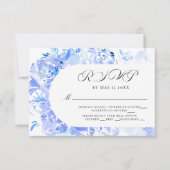 ブルーウォーターカラーフラワーアーチRSVP 出欠カード (正面)