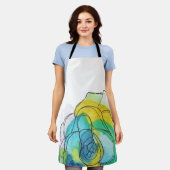 ブルーウォーターカラーフラワーエプロン エプロン (着用した状態)