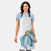 ブルーウォーターカラーフラワーエプロン エプロン (着用した状態)