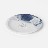 ブルーウォーターカラーフラワーエレガントな結婚式 ペーパープレート (アングル)