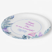 ブルーウォーターカラーフラワーズマザーズデイ ペーパープレート (アングル)