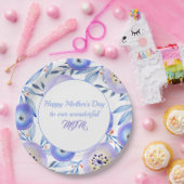 ブルーウォーターカラーフラワーズマザーズデイ ペーパープレート (パーティー)