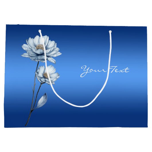 ブルーウォーターカラーフラワーズ抱き枕 ラージペーパーバッグ (裏面)