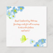 ブルーウォーターカラーフラワーバタフライ スクエア名刺 (裏面)