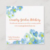 ブルーウォーターカラーフラワーバタフライ スクエア名刺 (正面)