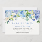 ブルーウォーターカラーフラワーベビーシャワー招待状 招待状 (正面)