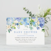 ブルーウォーターカラーフラワーベビーシャワー招待状 招待状 (スタンド正面)