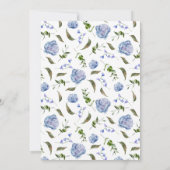 ブルーウォーターカラーフラワーボーイ赤ちゃんシャワー サンキューカード (裏面)