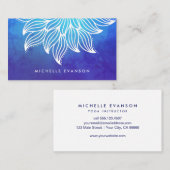 ブルーウォーターカラーフラワーマンダラ 名刺 (正面/裏面)