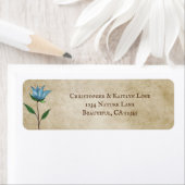 ブルーウォーターカラーフラワーヴィンテージフローラアドレス ラベル (インサイチュ)