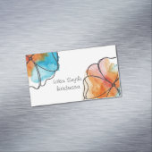 ブルーウォーターカラーフラワー名刺 マグネット名刺 (インサイチュ)