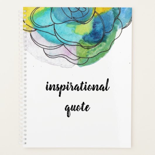 ブルーウォーターカラーフラワー感動的引用文プランナー プランナー手帳 (正面)