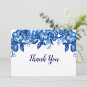 ブルーウォーターカラーフラワー サンキューカード (スタンド正面)