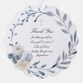 ブルーウォーターカラーフレームバプテスマ感謝していス オーナメントカード (裏面)