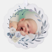 ブルーウォーターカラーフレームバプテスマ感謝していス オーナメントカード (正面)