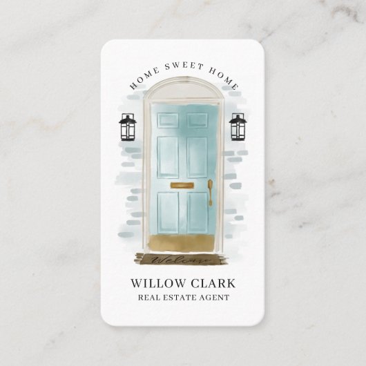 ブルーウォーターカラーフロントドア実在エステートエージェント 名刺 (正面)