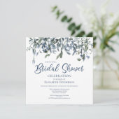 ブルーウォーターカラーフローラつる植物ブライダルシャワー 招待状 (スタンド正面)