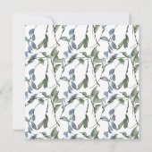 ブルーウォーターカラーフローラつる植物ブライダルシャワー 招待状 (裏面)