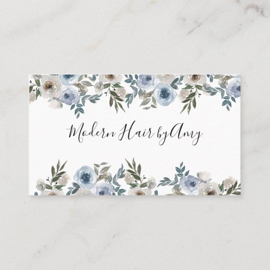 ブルーウォーターカラーフローラアポイントメントアラーム 名刺 (裏面)