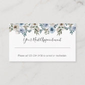 ブルーウォーターカラーフローラアポイントメントアラーム 名刺 (正面)