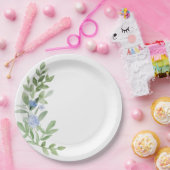 ブルーウォーターカラーフローラウェディングシャワープレート ペーパープレート (パーティー)