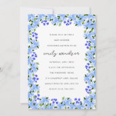 ブルーウォーターカラーフローラガーデンベビーシャワー 招待状 (正面)