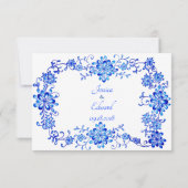 ブルーウォーターカラーフローラガーラ結婚ンドズ 出欠カード (裏面)
