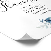 ブルーウォーターカラーフローラケーキの風味のサイン ポスター (角)