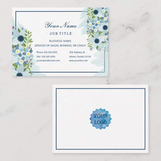 ブルーウォーターカラーフローラサロン 名刺 (正面/裏面)