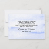 ブルーウォーターカラーフローラサンク結婚タイズフラットカード サンキューカード (裏面)