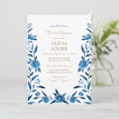 ブルーウォーターカラーフローラシノワセリーブライダルシャワー 招待状 (スタンド正面)