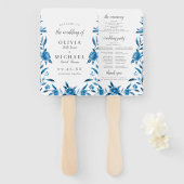 ブルーウォーターカラーフローラシノワセリー結婚式 プログラム ハンドファン (正面&裏面)