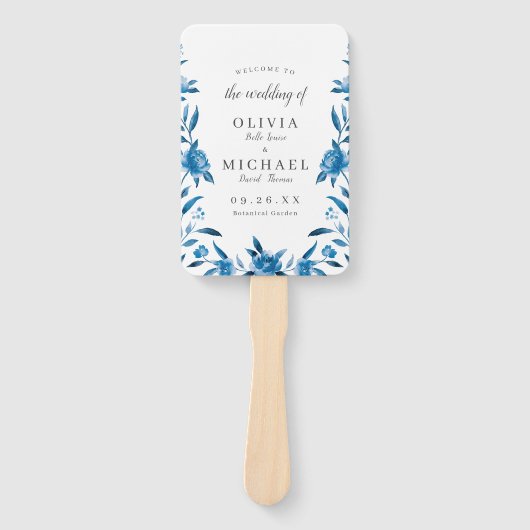 ブルーウォーターカラーフローラシノワセリー結婚式 プログラム ハンドファン (正面)