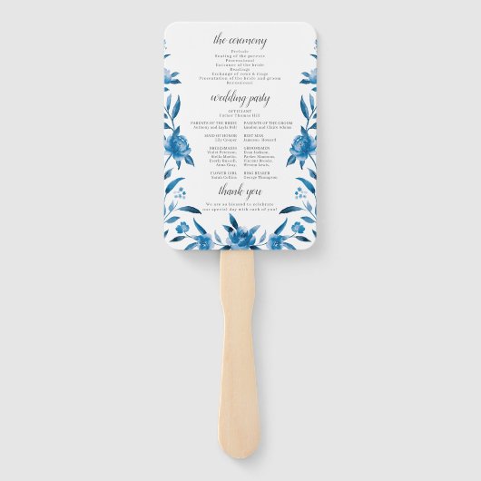 ブルーウォーターカラーフローラシノワセリー結婚式 プログラム ハンドファン (裏面)