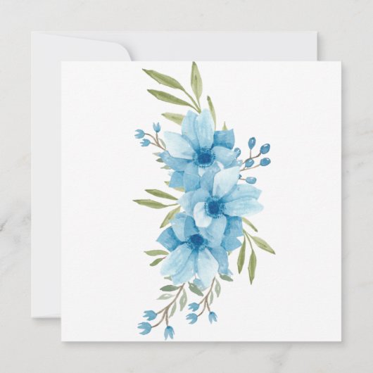 ブルーウォーターカラーフローラスクエア招待状 招待状 (裏面)