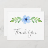 ブルーウォーターカラーフローラスワッグサンキューカード サンキューカード (正面/裏面)
