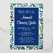 ブルーウォーターカラーフローラチャリティーイベントガラパーティー 箔招待状 (正面)
