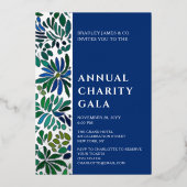 ブルーウォーターカラーフローラチャリティーイベントガラパーティー 箔招待状 (正面)